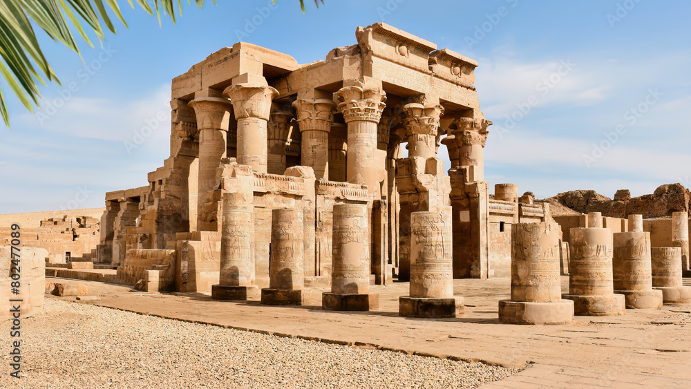 A view of the Temple at Kom Ombo, Aswan Governorate, Egypt.