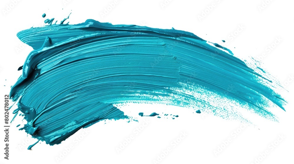 Thick Brush Stroke in Turquoise Colour. Isolated on White Background for Painting and Design
