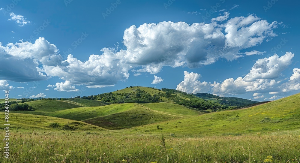 Serenity: Majestic Landscape of Serene Green Hills and Countryside