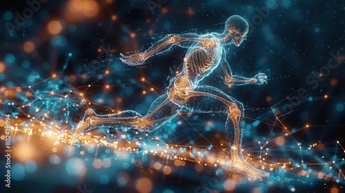 graphic of a man running with skeleton x-ray scan photo