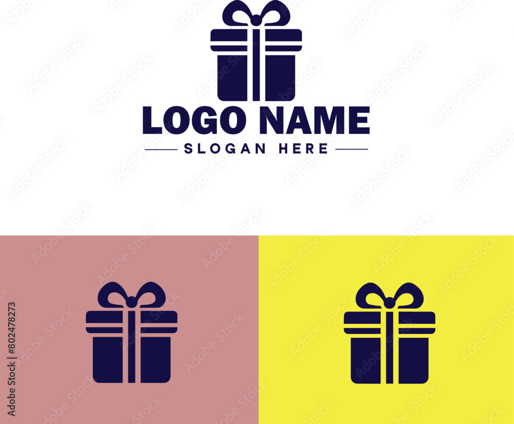 Gift box icon logo modern flat minimalist app business vector logo Gift box icon logo modern flat minimalist app business vector logo