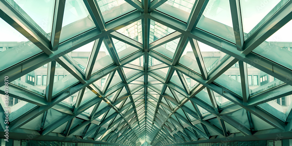 A photo depicting a complex lattice of geometric lines and angles in a subdued color palette, offering a minimalist aesthetic