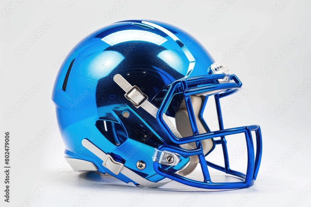 Professional Blue Football Helmet for Safe American Sport Play - Isolated Equipment for Protection Professional Blue Football Helmet for Safe American Sport Play - Isolated Equipment for Protection