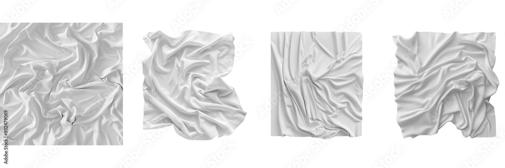 Set of A white blank fabric isolated on a transparent background Set of A white blank fabric isolated on a transparent background
