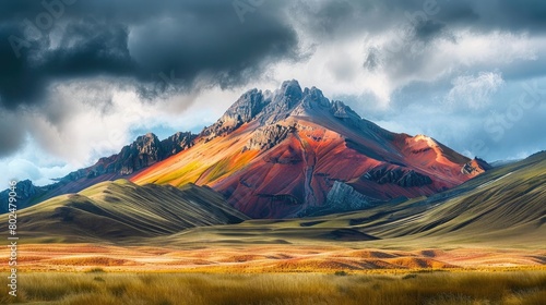 Colorful mountain in australia with cloudy sky
