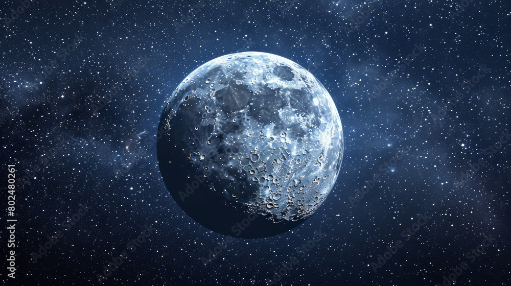 The Moon, with its craters, floats in the darkness of space. Earth, a glowing orb at night, hangs behind it. The Moon, with its craters, floats in the darkness of space. Earth, a glowing orb at night, hangs behind it.