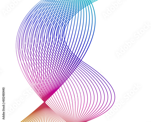 Design elements. Wave of many lines. Abstract vertical wavy stripes on white background isolated. Creative line art. Vector illustration EPS 10. Colourful waves with lines created using Blend Tool