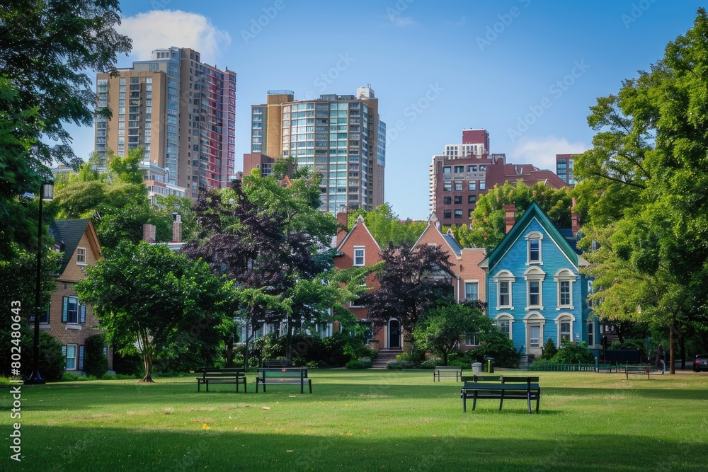 New Haven Green and Downtown Architecture in Beautiful Colors of Blues and Cityscape View New Haven Green and Downtown Architecture in Beautiful Colors of Blues and Cityscape View