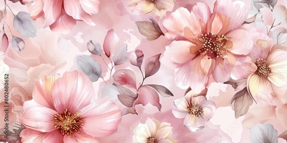 Dainty Delicate fabric flowers pattern, elegant style