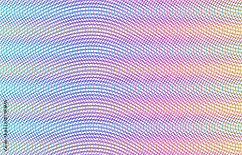 Soft rainbow color. Linear background. Design elements. Poligonal lines. Guilloche. The protective layer for banknotes, diplomas and certificates template. Vector illustration EPS 10