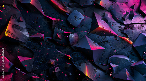 Black and pink stones abstract background. Modern futuristic three dimensional texture. photo