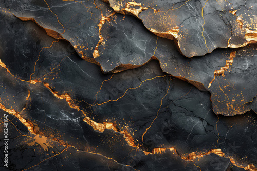 Marble texture, black and gold color combination. Created with Ai
