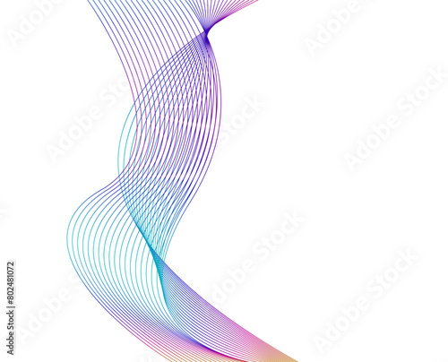 Design elements. Wave of many lines. Abstract vertical wavy stripes on white background isolated. Creative line art. Vector illustration EPS 10. Colourful waves with lines created using Blend Tool