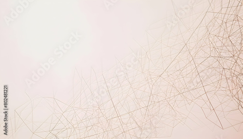 A photo of a minimalist geometric pattern with thin, intersecting lines creating a delicate mesh on a pale pink background