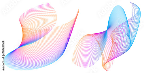 Design elements. Wave of many lines. Abstract vertical wavy stripes on white background isolated. Creative line art. Vector illustration EPS 10. Colourful waves with lines created using Blend Tool