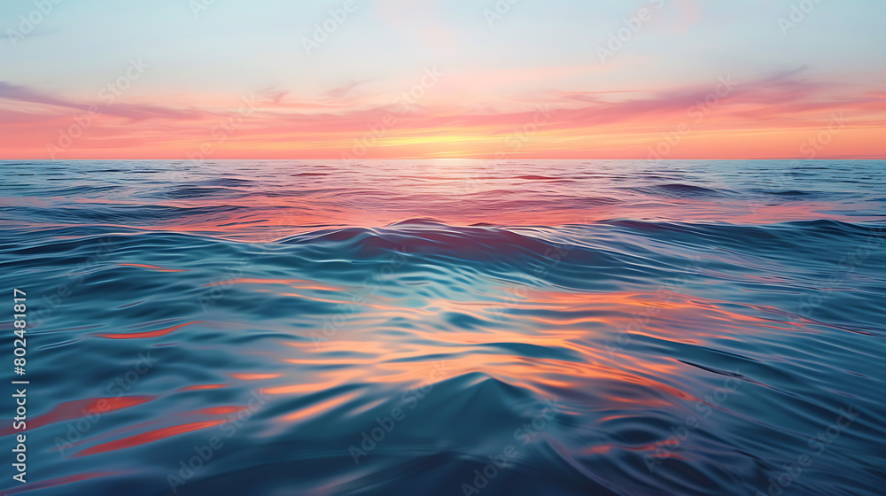 Fototapeta premium Wavy sea under a post-sunset sky, serene and tranquil, captured in a fleeting moment, offering a glimpse into the beauty of nature's twilight embrace
