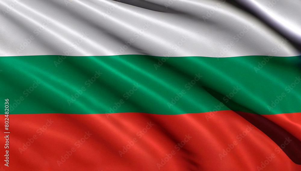 flag Bulgaria with juicy colors with pleats with visible satin texture flag Bulgaria with juicy colors with pleats with visible satin texture