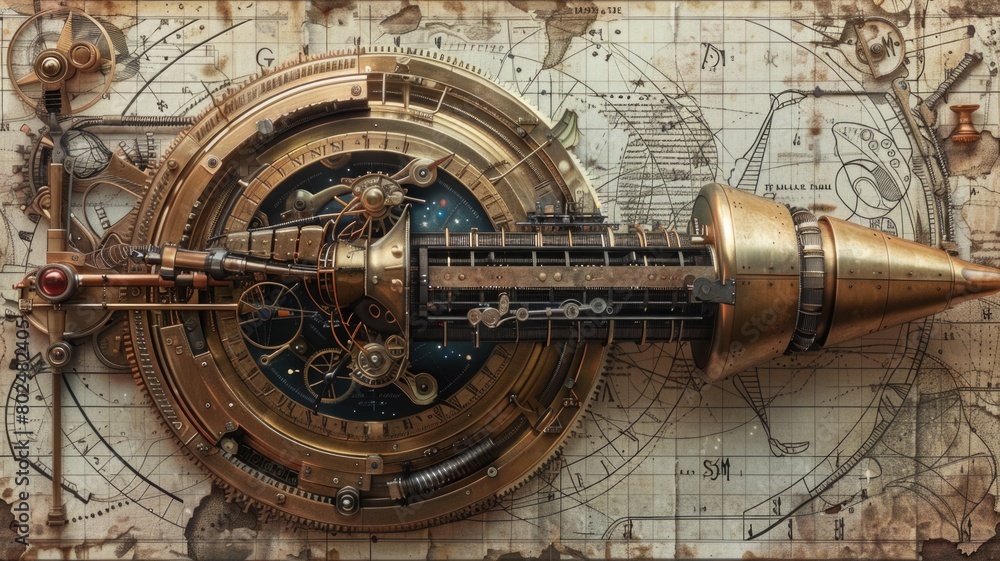 Obraz premium Steampunk interpretations of zodiac signs, illustrated as intricate mechanical devices or inventions