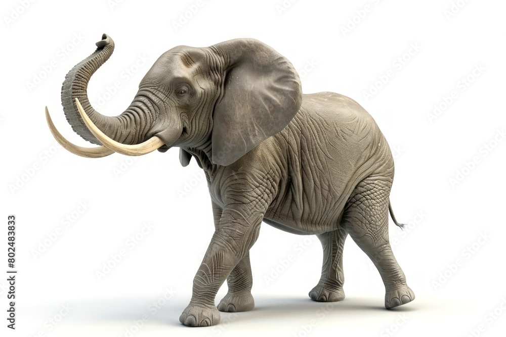 Elephant isolated on a white background. Cute Elephant standing alone. Concept of wildlife, animal portraits, and conservation. Elephant isolated on a white background. Cute Elephant standing alone. Concept of wildlife, animal portraits, and conservation.