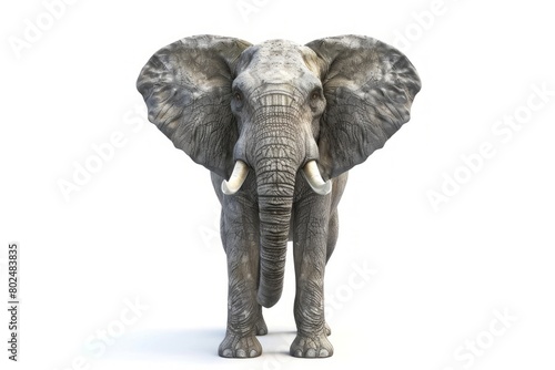 Detailed elephant on a white background. Realistic elephant figure isolated. Concept of animals  zoology  wildlife education  and conservation awareness.