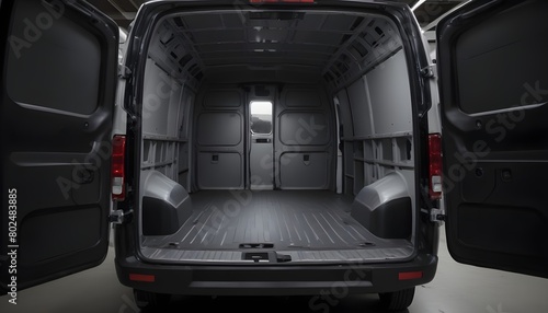 Empty cargo van interior with walls and floor