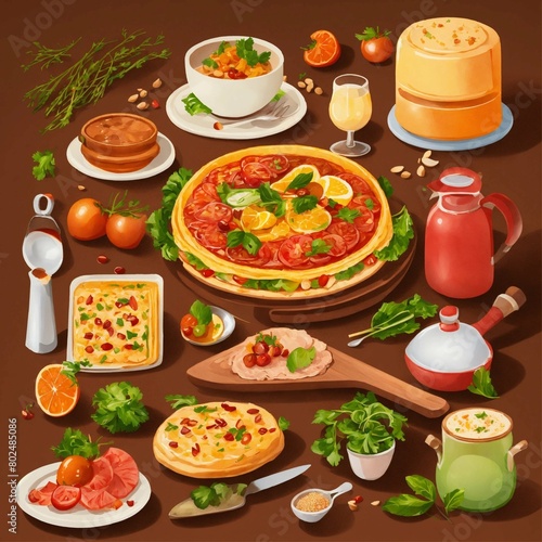 illustration of food for website recipes icon