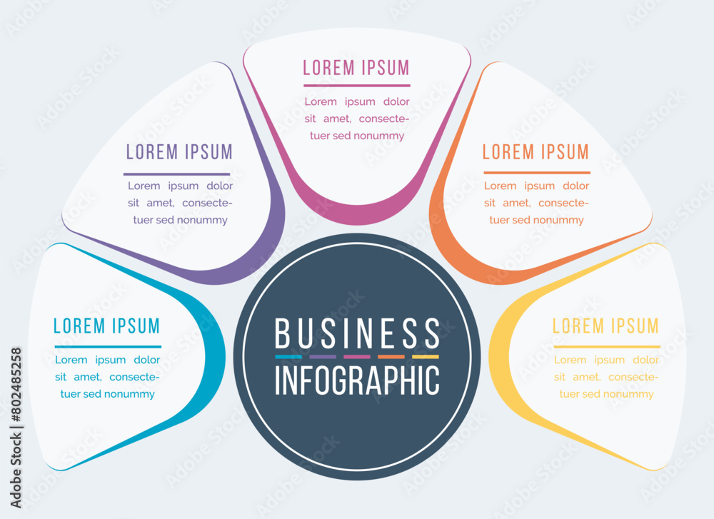 5 Steps Infographic business design 5 objects, elements or options infographic template for business information