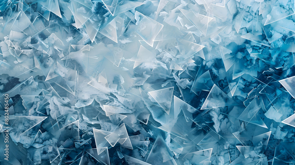 A photograph featuring a tessellation of triangles in icy blue and white, suggesting a frozen landscape A photograph featuring a tessellation of triangles in icy blue and white, suggesting a frozen landscape