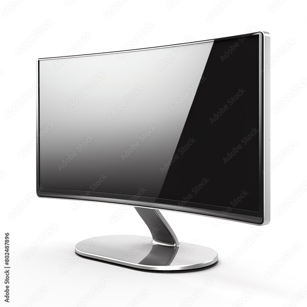 Angular view computer moniter screen on a white background Angular view computer moniter screen on a white background