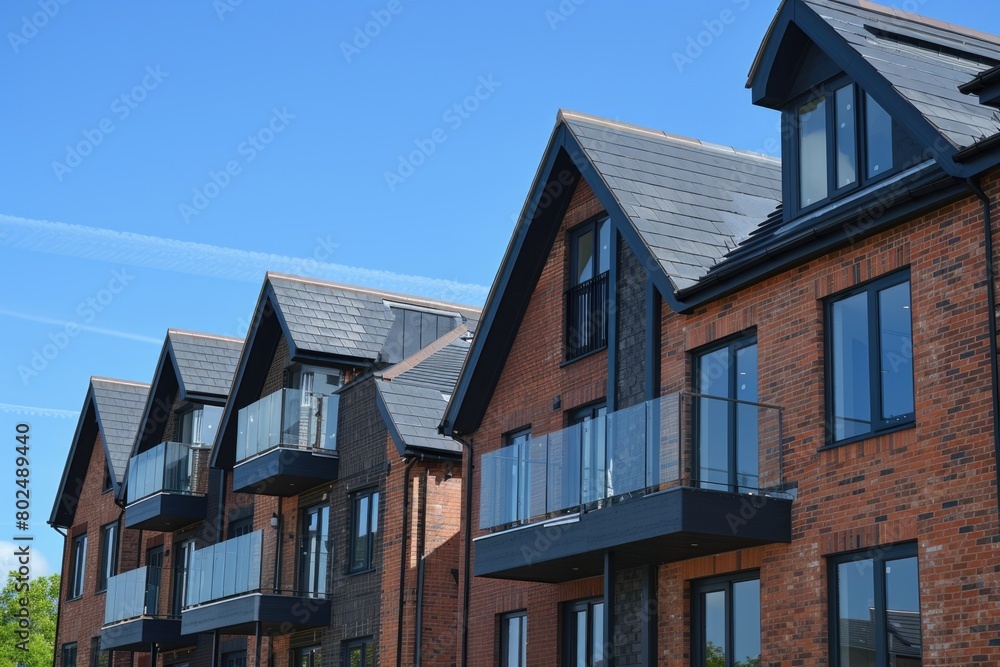 Contemporary Architecture: New Build Houses UK. Closeup of Brick Builder Construction Contemporary Architecture: New Build Houses UK. Closeup of Brick Builder Construction