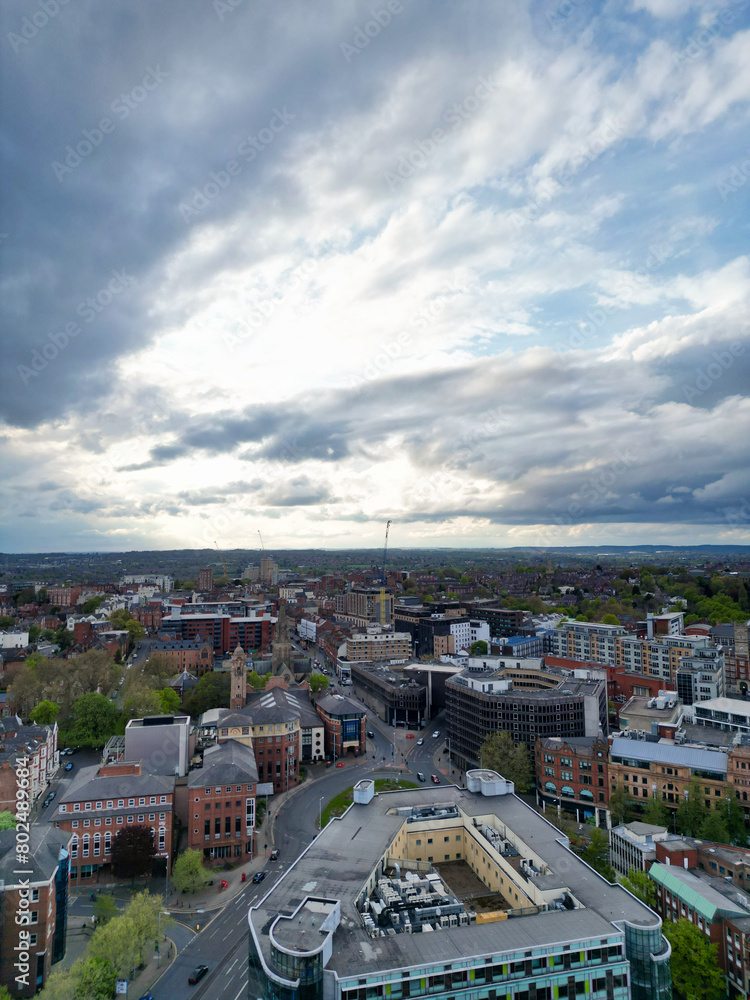 Fototapeta premium Aerial View of Central Nottingham City of England UK. April 26th, 2024