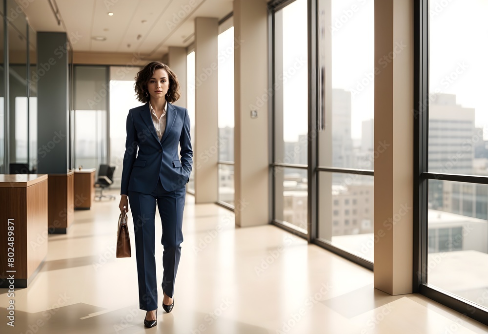 Attractive young woman holding a binder at office. Attractive young woman holding a binder at office.