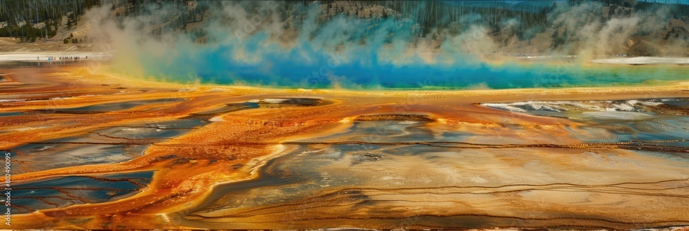 Emerald Beauty of Grand Prismatic Spring in Yellowstone National Park, Wyoming - A Stunning Natural