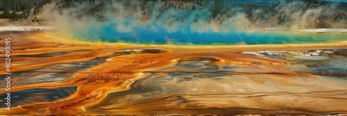 Emerald Beauty of Grand Prismatic Spring in Yellowstone National Park, Wyoming - A Stunning Natural
