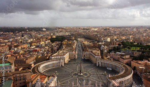view of St. Peter square in Rome from Dome