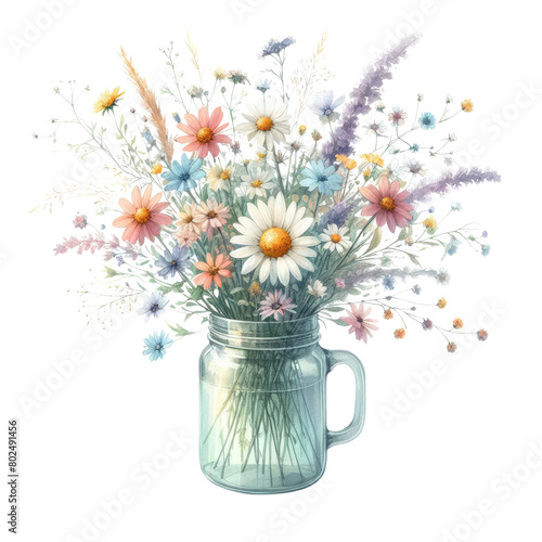 Wildflowers in Jar Sublimation Clipart