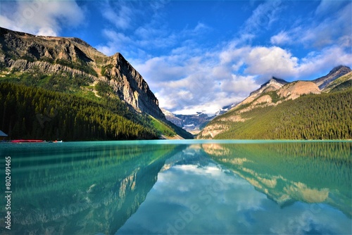 Lake Louise (Ho-run-num-nay, Lake of the Little Fishes) - a turquoise glacial lake located in Banff National Park (Alberta, Canada)