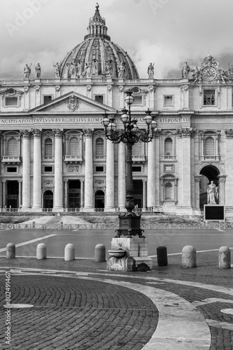 St. peter Basilica in Rome in black and white
