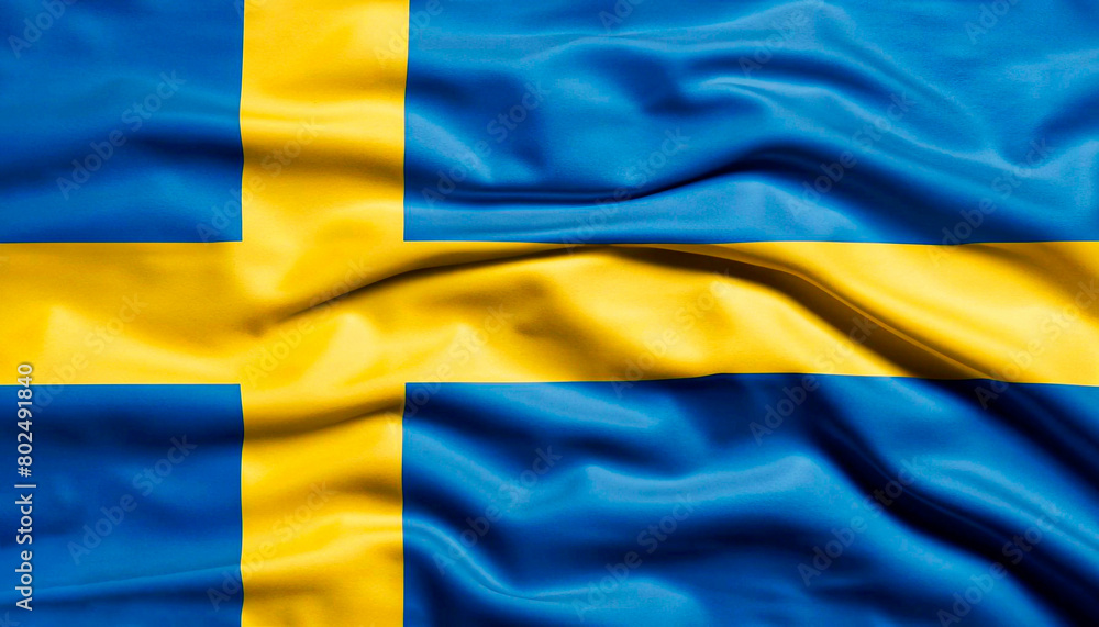 Swedish flag with folds Swedish flag with folds