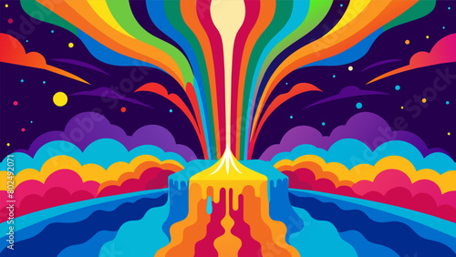 Intense bursts of psychedelic colors cascading down like a waterfall and enveloping all senses..