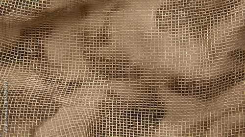 Close-up texture of a beige woven fabric with a grid pattern suitable for backgrounds and overlays 