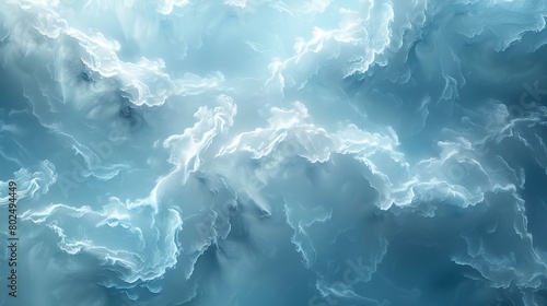 Abstract blue and white digital art resembling marble patterns or aerial view of a stormy ocean for versatile backgrounds and designs. 