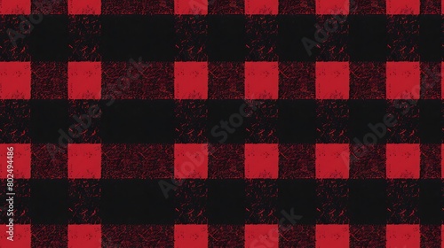 A seamless red and black buffalo plaid pattern for various design backgrounds and textiles.