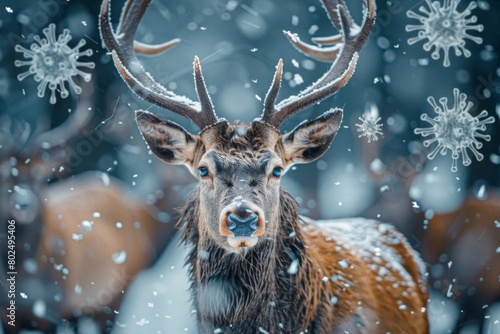 the mod aims to make deer resistant to deer flu, a virus and flu created by Generative Ai --ar 3:2 --stylize 250 Job ID: b8381a88-3e8f-4326-9206-98a387b463ed