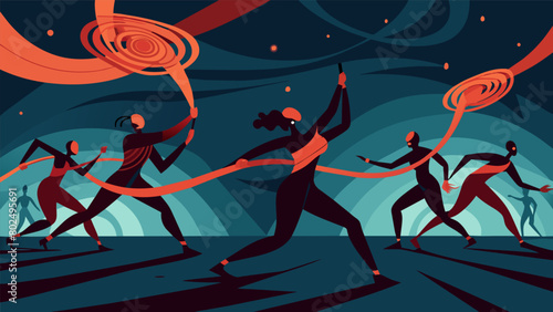 The dancers weave in and out of formation creating a chaotic and menacing display reminiscent of the end of the world as depicted in scifi movies..
