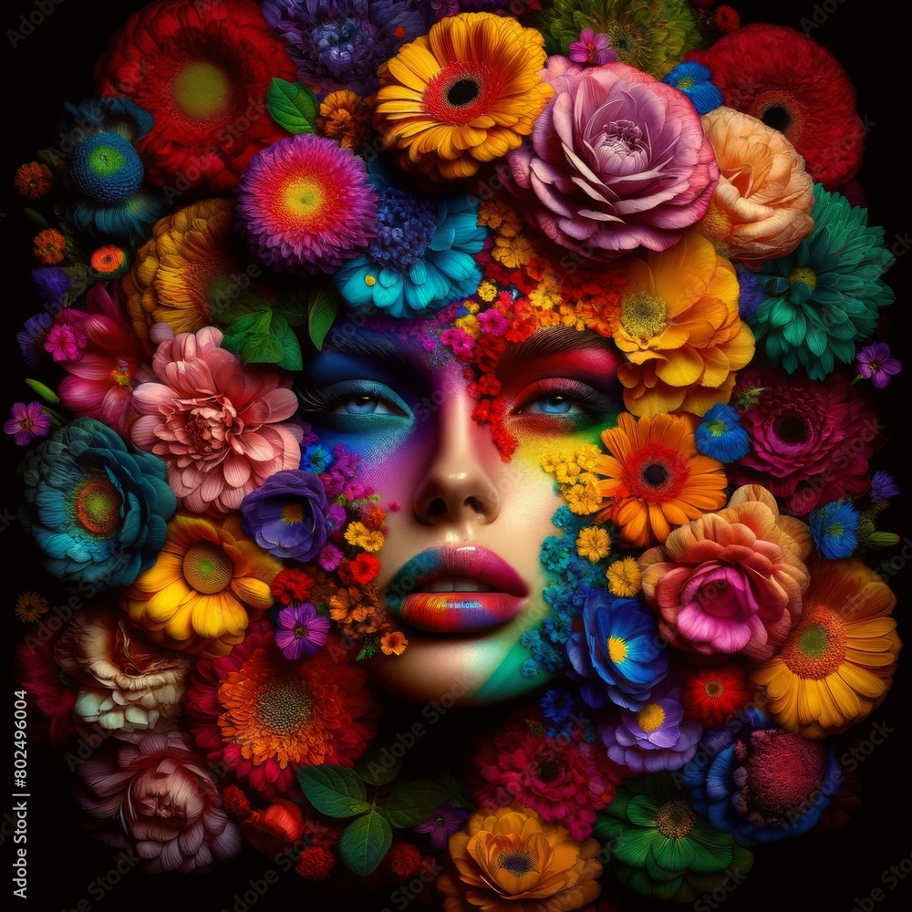 Colorful Surreal Floral Portrait