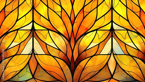 Autumn Blaze  Stunning Flower Surrounded by Leaves in Various Warm Hues  Creating a Captivating Pattern