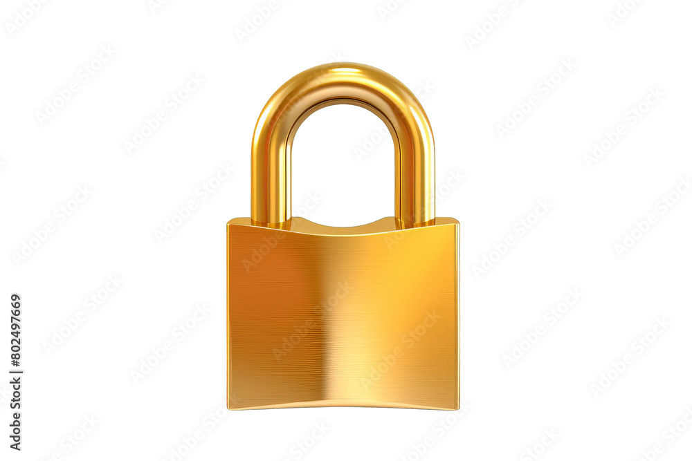 A golden lock with a keyhole, white background, transparent background A golden lock with a keyhole, white background, transparent background