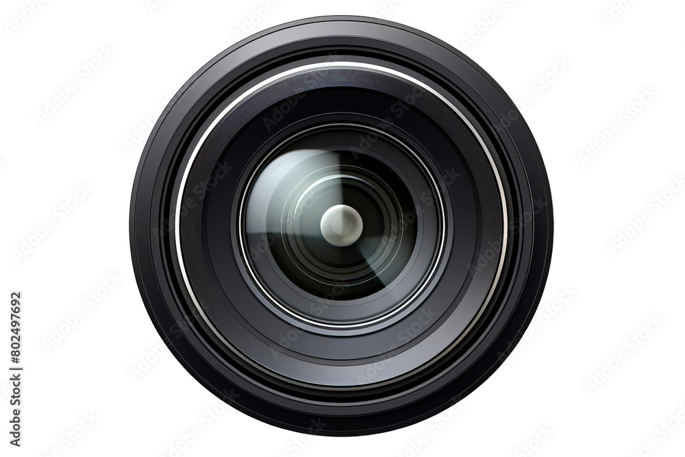 A black camera lens with a white background, transparent background A black camera lens with a white background, transparent background