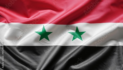 Obraz w ramie Syria flag with folds with visible satin texture